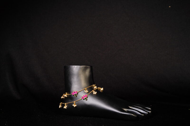 Kundan Lotus Anklets NFA01