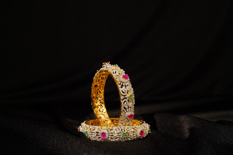Multi Colour Diamond 3d Bangles NFBA03