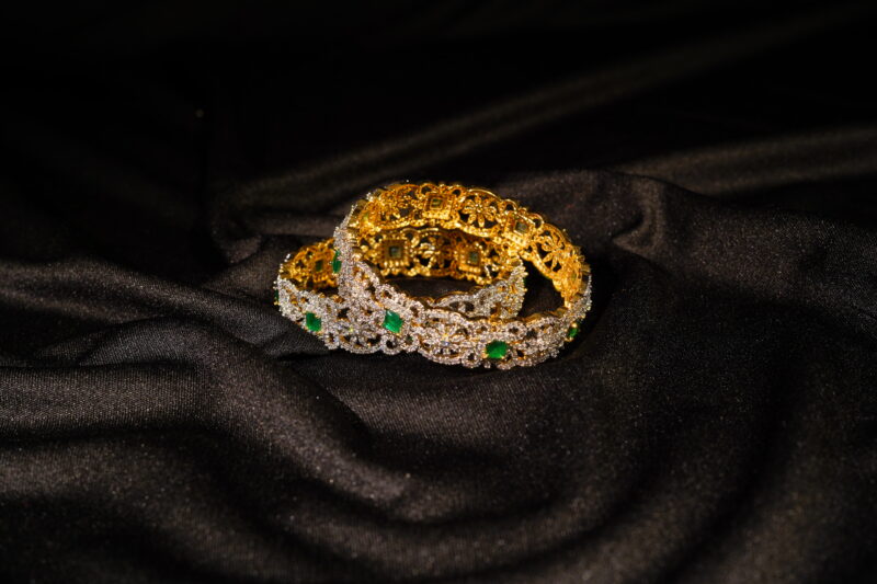 Diamond Bangles in Pink and Green Colour NFBA04 - Image 2