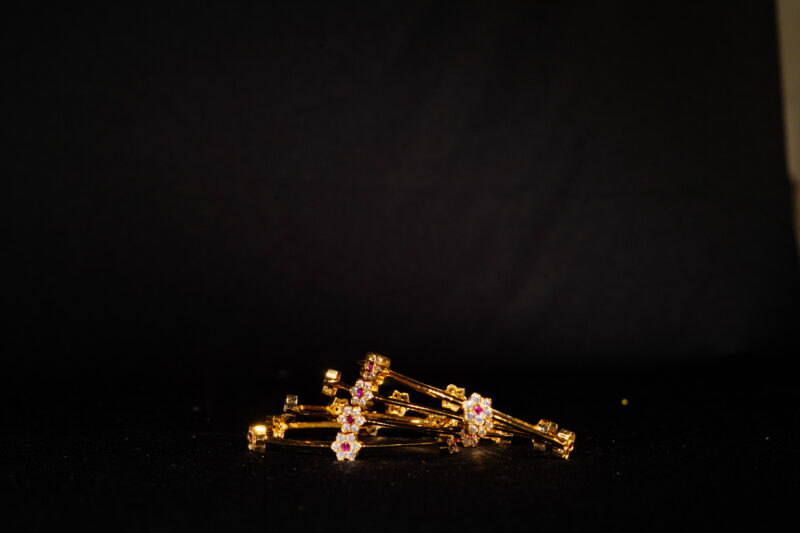 4pc CZ Flower Bangles in Pink and Green NFBA08 - Image 2