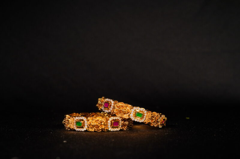 2pc Nakshi Lakshmi Devi Bangles with CZ Stones NFBA12