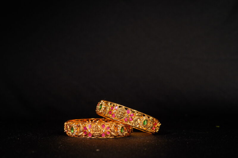 2pc Nakshi Lakshmi & Peacock Bangles with CZ Stones NFBA13