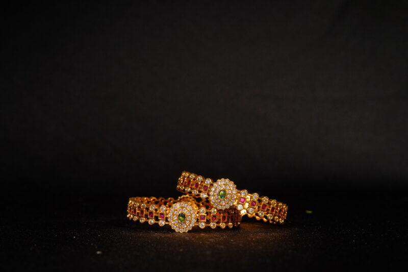 2pc Kempu Bangles with CZ Stones NFBA15
