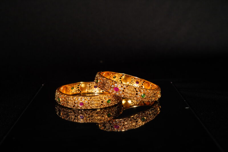 2pc Nakshi Ramparivar Bangles with CZ Stones NFBA28