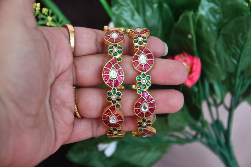 Two Piece Kundan Mango Bangles NFBA37 - Image 2