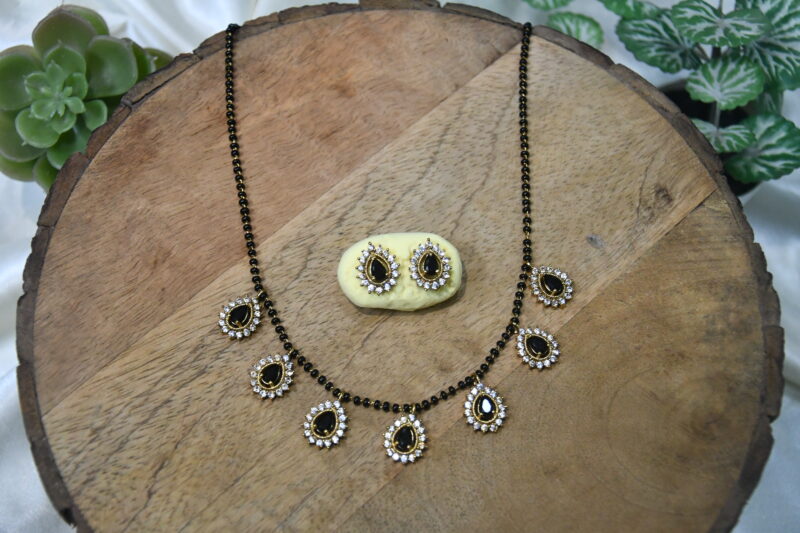 Black CZ Drop Black Beads NFBB03
