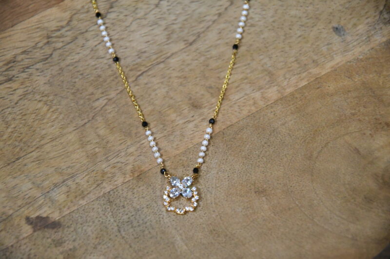 Simple CZ Pearl Black Beads NFBB08 - Image 2