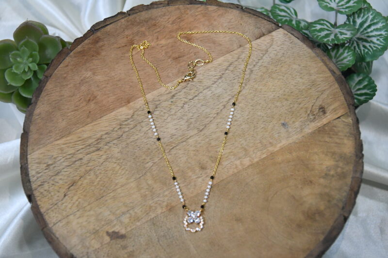 Simple CZ Pearl Black Beads NFBB08