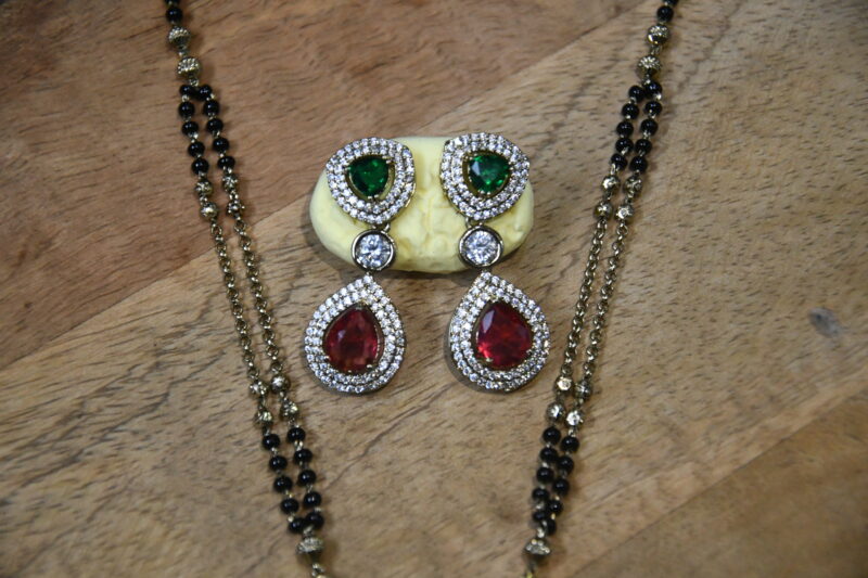 Victorian Black Beads with Earrings NFBB10 - Image 3