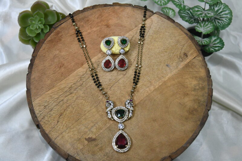 Victorian Black Beads with Earrings NFBB10