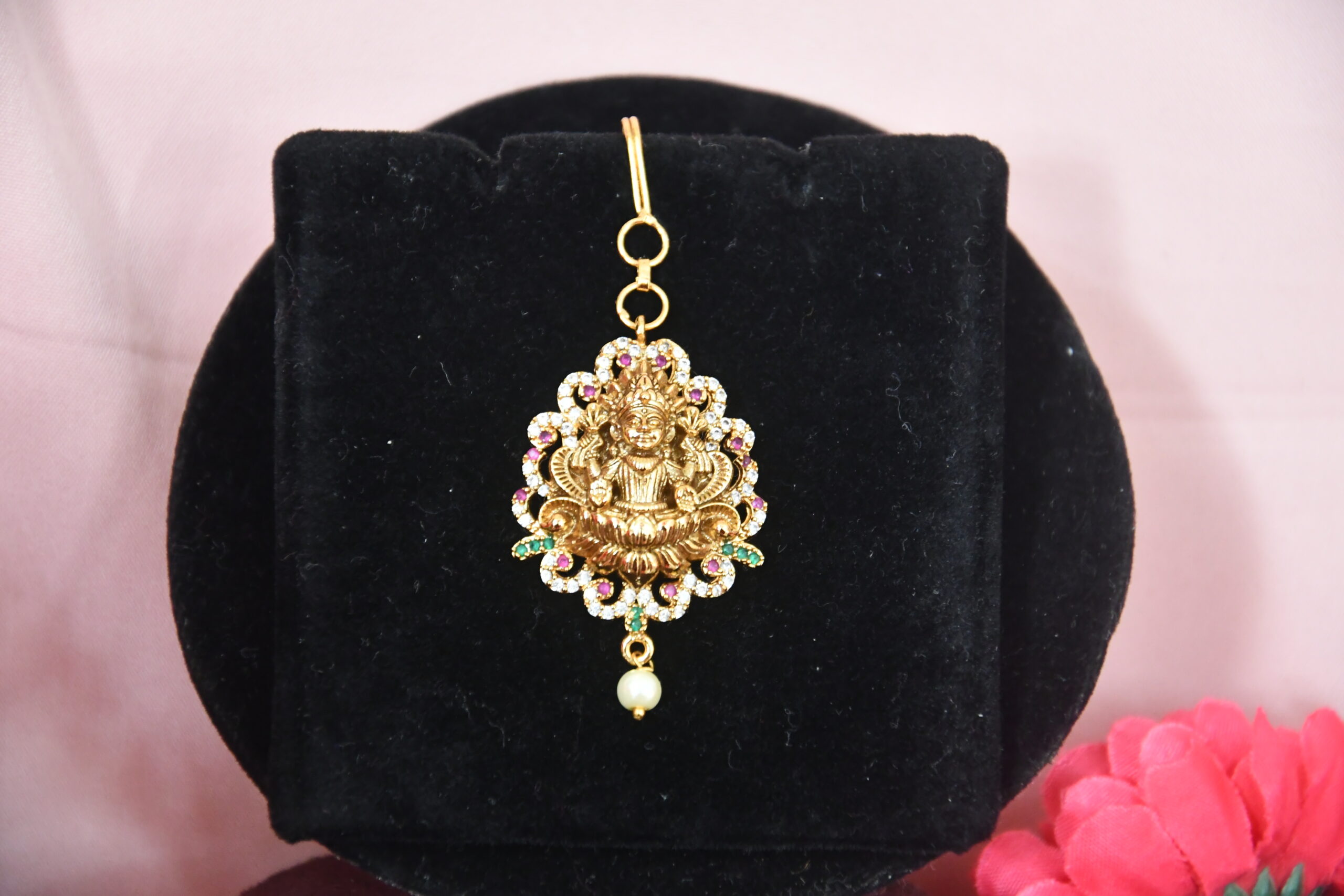 Antique Gold Lakshmi Maang Tikka NFHA14