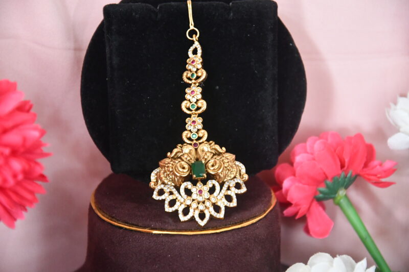 Nakshi Gold Peacock Maang Tikka NFHA16