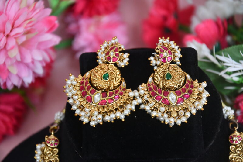 Kundan Pearl Cluster Necklace NFN72 - Image 3