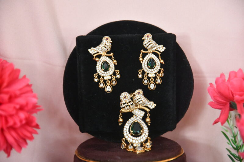 Victorian Bird Pendant Set with Earrings NFP09