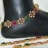 CZ multistone flower motif anklets with colorful cubic zirconia detailing by nischala fashions