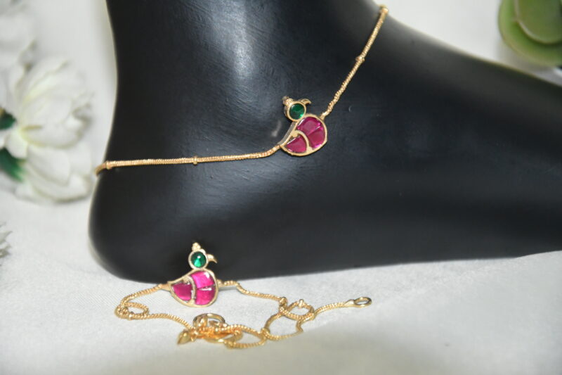 Duck Shape Kundan Anklets NFA10 - Image 2