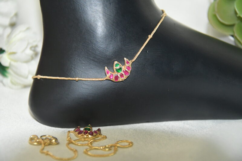 Moon Shape Kundan Anklets NFA13 - Image 2