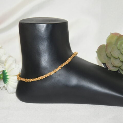 Broad chain type anklets with bold and modern design by Nischala Fashions.