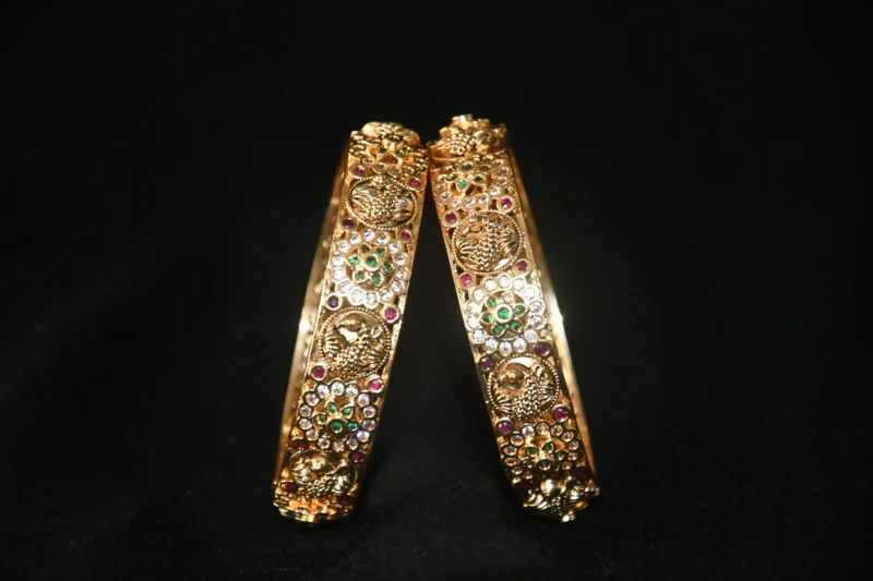 Peacock CZ 2pc Bangles NFBA38 - Image 4