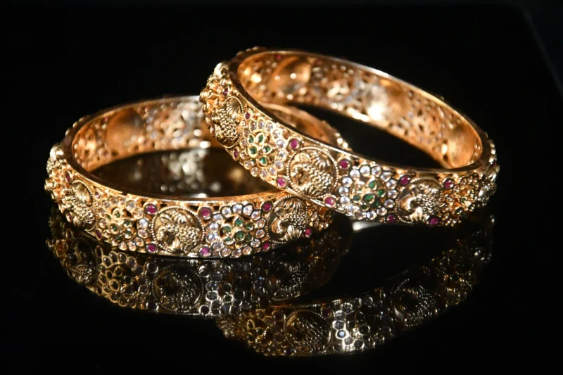 Peacock CZ 2pc Bangles NFBA38 - Image 2