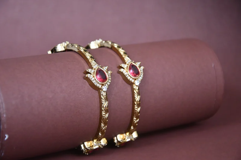 Pink Lotus 2pc Bangles NFBA39P - Image 3