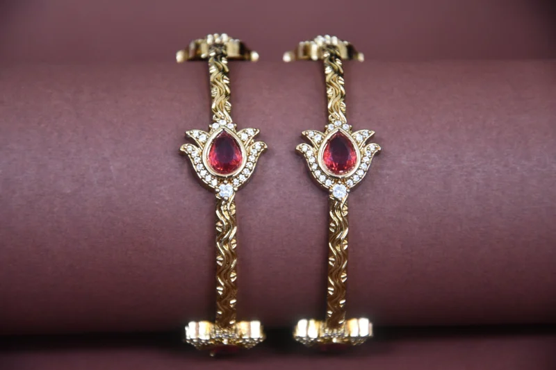 Pink Lotus 2pc Bangles NFBA39P - Image 2