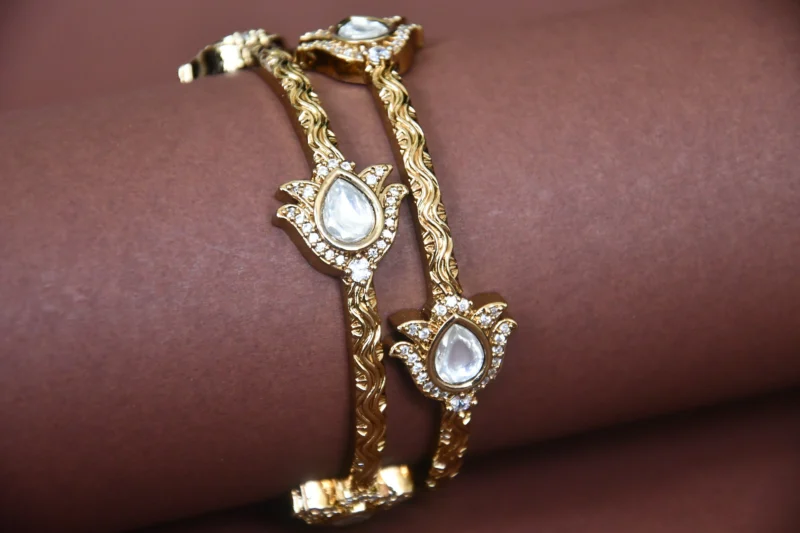 White Lotus 2pc Bangles NFBA39W - Image 3