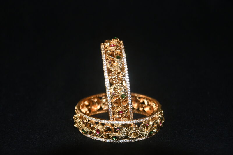 Lakshmi peacock cz 2pc bangles NFBA41 - Image 2