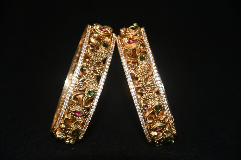 Lakshmi peacock cz 2pc bangles NFBA41 - Image 4