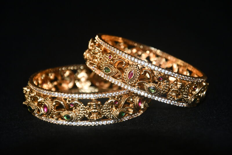 Lakshmi peacock cz 2pc bangles NFBA41 - Image 3