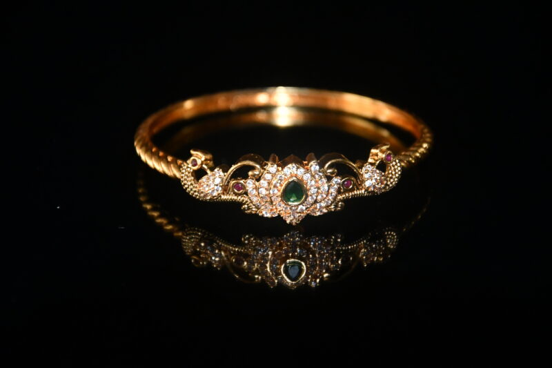 Lotus cz single bracelet model bangle on wrist