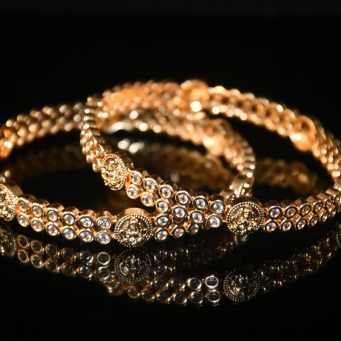 Lakshmi kasu cz 2pc bangles on wrist