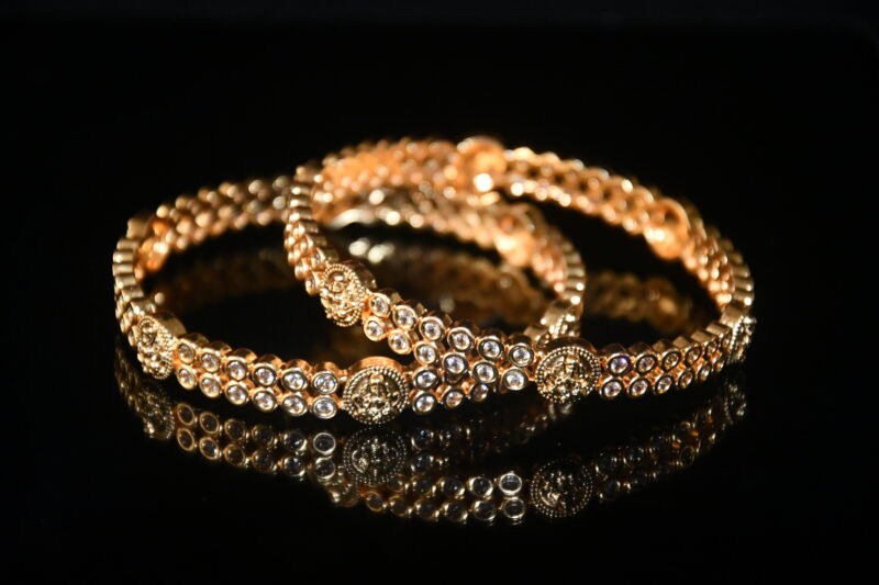 Lakshmi kasu cz 2pc bangles on wrist