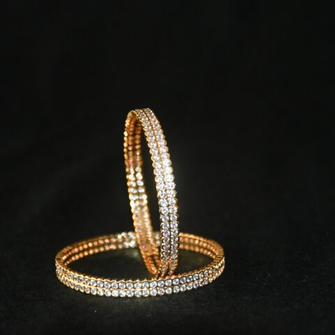 Classic cz stone 2pc bangles on wrist