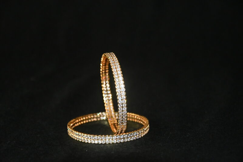 Classic cz stone 2pc bangles on wrist