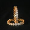 Classic cz flower 2pc bangles on wrist