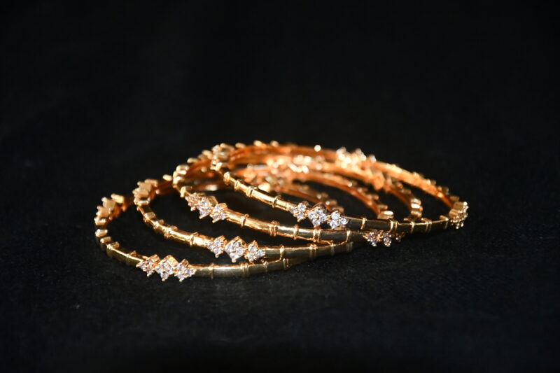 Bamboo model gold cz 4pc bangles NFBA54 - Image 2