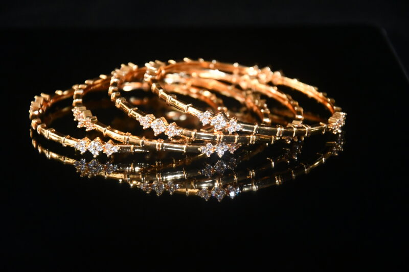 Bamboo model gold cz 4pc bangles NFBA54 - Image 3