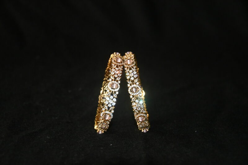 Victorian Light Pink cz 2pc bangles NFBA55LP - Image 3