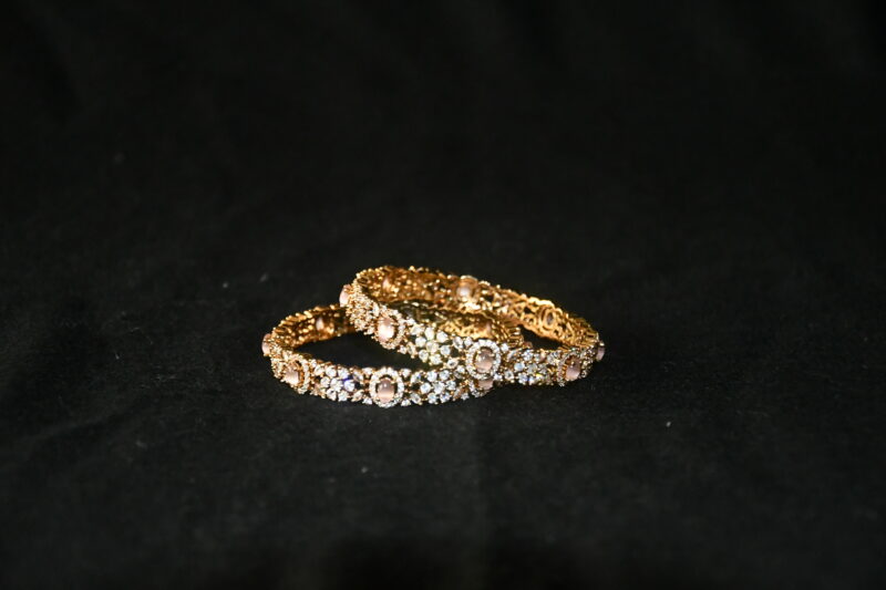 Victorian Light Pink cz 2pc bangles NFBA55LP - Image 4