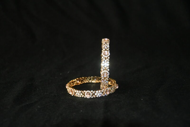 Victorian Light Pink cz 2pc bangles NFBA55LP - Image 2