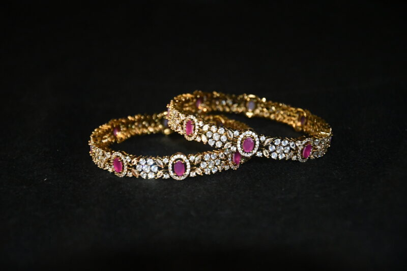 Victorian Pink cz 2pc bangles NFBA55P - Image 2