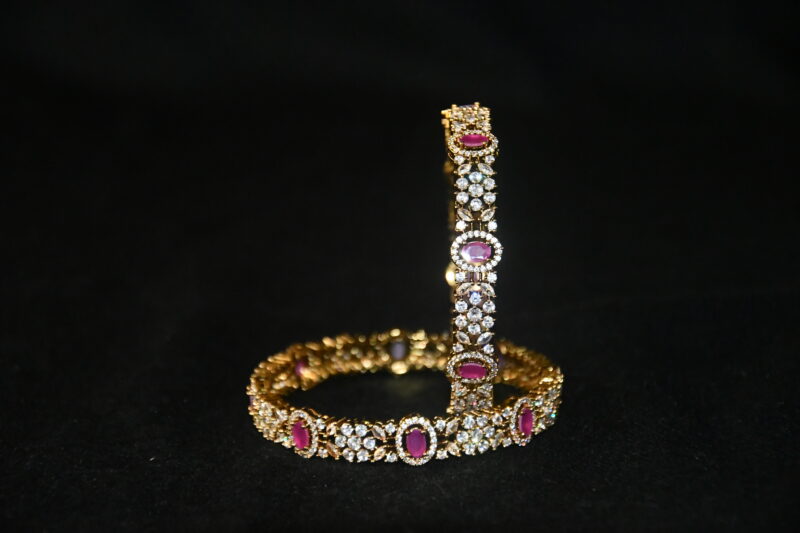 Victorian Pink cz 2pc bangles NFBA55P - Image 4