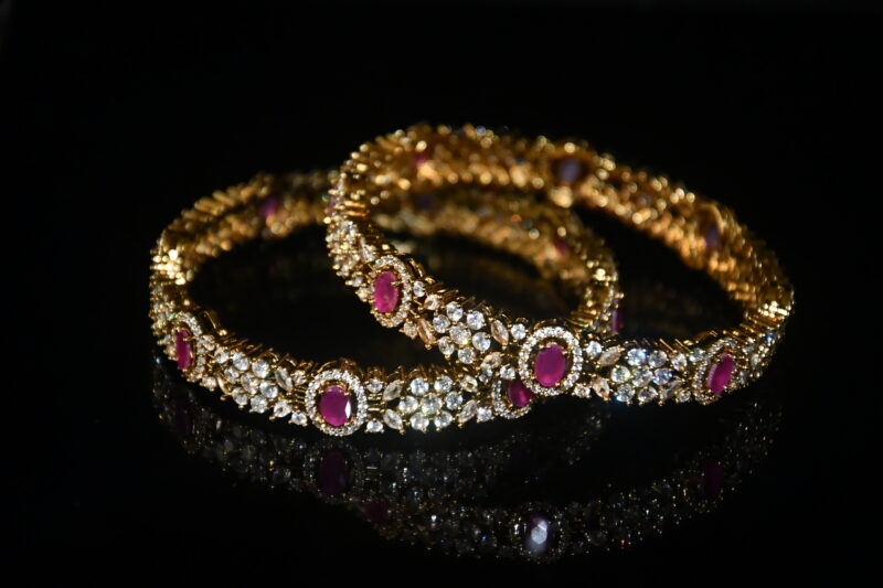 Victorian Pink cz 2pc bangles NFBA55P - Image 3