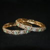 Victorian Sea Green cz 2pc bangles on wrist