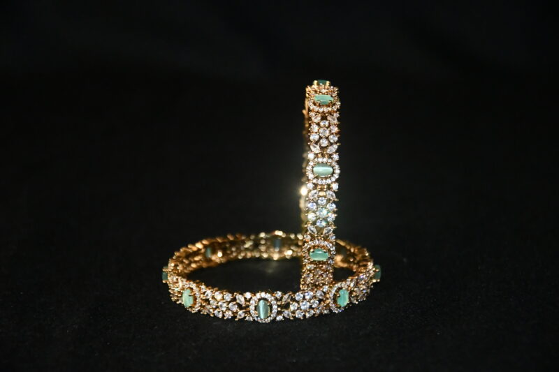 Victorian Sea Green cz 2pc bangles NFBA55SG - Image 4