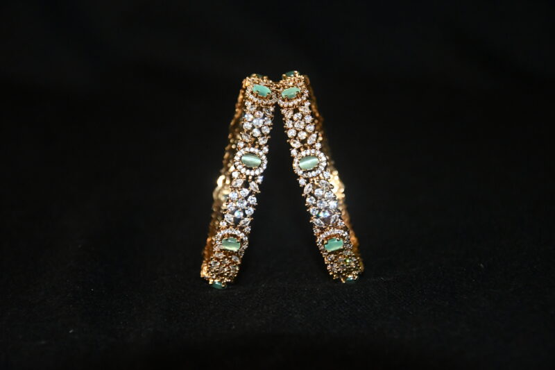 Victorian Sea Green cz 2pc bangles NFBA55SG - Image 2