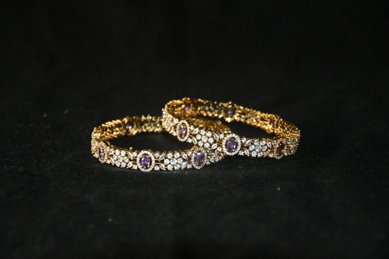 Victorian Violet cz 2pc bangles NFBA55V - Image 3