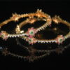 Multicolour 2pc cz bangles on wrist