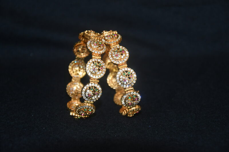Cz round peacock 2pc bangles NFBA60 - Image 4